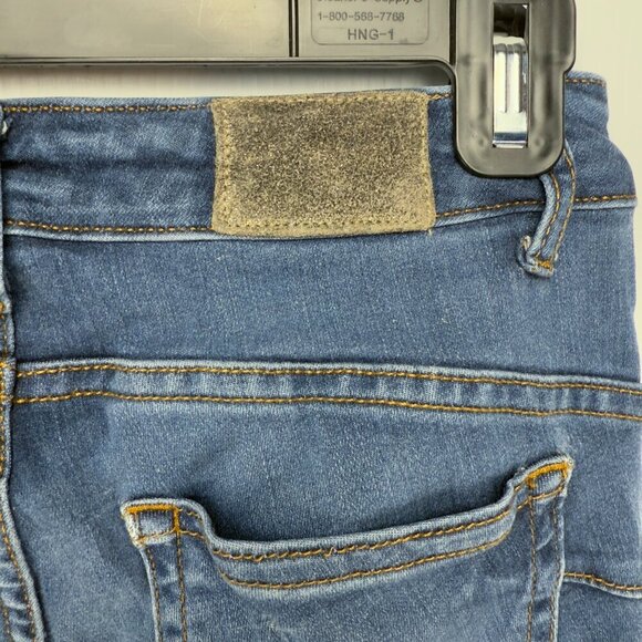 LIU-JO Milano Embroidered/Distressed Stretch Ankle Mid-Rise Skinny Blue Jeans 25 - Picture 5 of 6